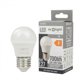 LED gömbizzó P45 E27 7W 630lm 4000K semleges Ecolight