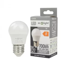 LED gömbizzó P45 E27 7W 630lm 4000K semleges Ecolight