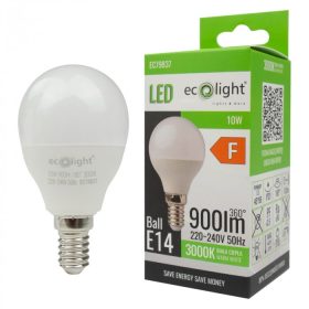   LED izzó gömb alakú P45 E14 10W 900lm 3000K meleg fényű ökofény