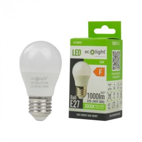 LED gömbizzó P45 E27 10W 900lm 3000K Melegfényű Ecolight