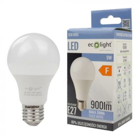 LED izzó A60 E27 9W 900lm 6500K hidegfényű ökofény