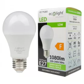LED izzó A60 E27 12W 1080lm 3000K Meleg ökofény
