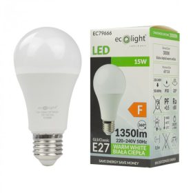 LED izzó A60 E27 15W 1350lm 3000K Melegfényű Ecofény