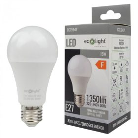 LED izzó A60 E27 15W 1350lm 4000K semleges Ecolight