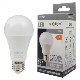 LED izzó A60 E27 15W 1350lm 4000K semleges Ecolight