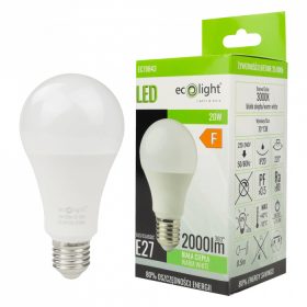 LED izzó A60 E27 20W 1800lm 3000K Meleg Ecofény