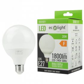   LED izzó gömb alakú G95 E27 20W 1800lm 3000K melegfényű ökofény