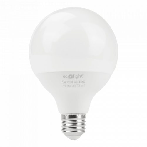 LED izzó gömb alakú G95 E27 20W 1800lm 4000K semleges Ecolight