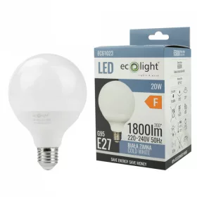   LED izzó gömb alakú G95 E27 20W 1800lm 6500K hidegfényű ökofény