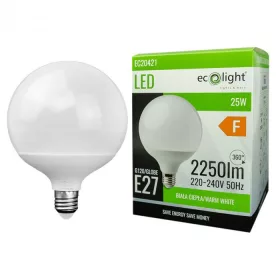   LED izzó gömb alakú G120 E27 25W 2250lm 3000K meleg fényű ökofény
