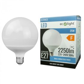   LED izzó gömb alakú G120 E27 25W 2250lm 6500K hidegfényű ökofény