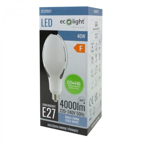 LED izzó E27 40W 4000lm 6000K Cold Rocket Ecolight