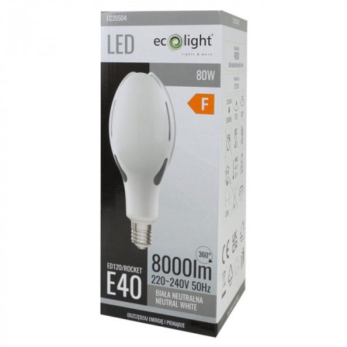 E40 LED izzó 80W 8000lm 4000K semleges Rocket Ecolight