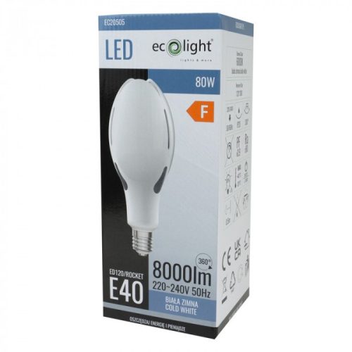 LED izzó E40 80W 8000lm 6000K Cold Rocket Ecolight