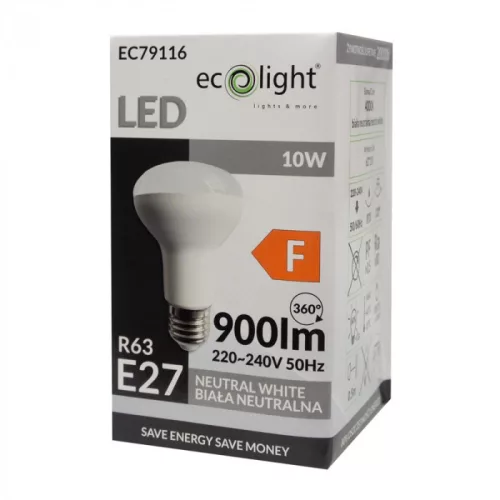 LED izzó reflektor R63 E27 10W 900lm 4000K semleges Ecolight