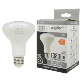   LED izzó reflektor R80 E27 12W 1080lm 4000K semleges Ecolight