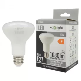   LED izzó reflektor R80 E27 12W 1080lm 4000K semleges Ecolight