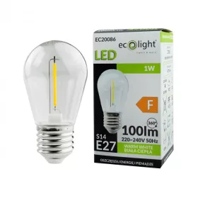   Edison LED izzó S14 E27 1W 60lm 2700K Meleg izzószálas Ecolight
