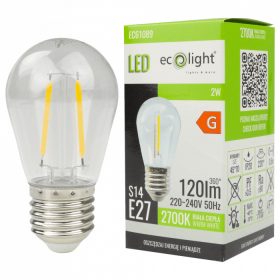   Edison LED izzó S14 E27 2W 120lm 2700K Meleg izzószálas Ecolight