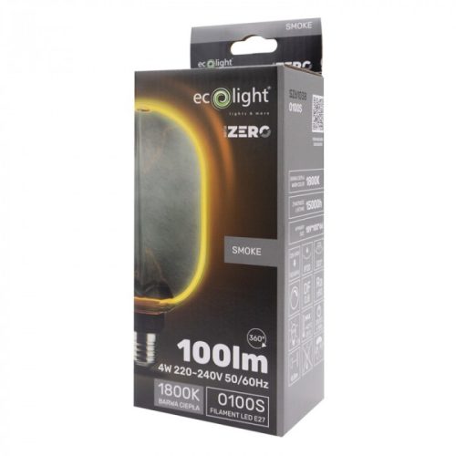 LED izzó O100 E27 4W 100lm 1800K Meleg izzószálas Dekoratív ZERO Ecolight