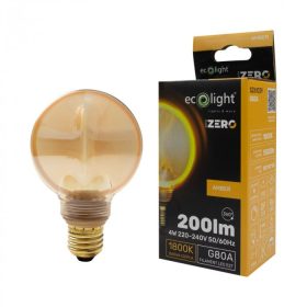   LED gömbizzó G80 E27 4W 200lm 1800K Meleg izzószálas dekoratív ZERO Ecolight