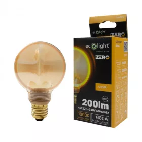   LED gömbizzó G80 E27 4W 200lm 1800K Meleg izzószálas dekoratív ZERO Ecolight