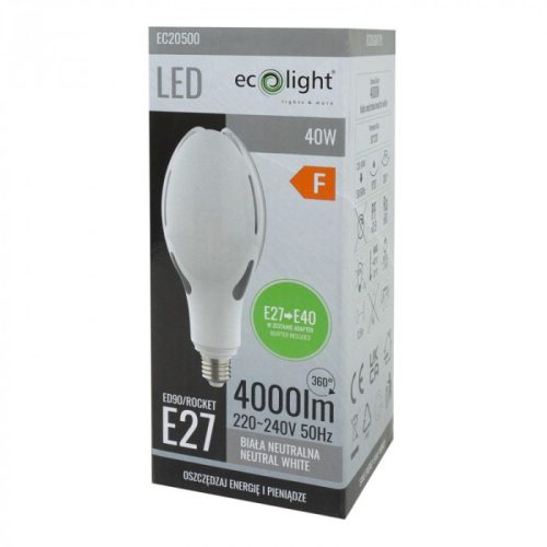 E27 LED izzó 40W 4000lm 4000K semleges Rocket Ecolight