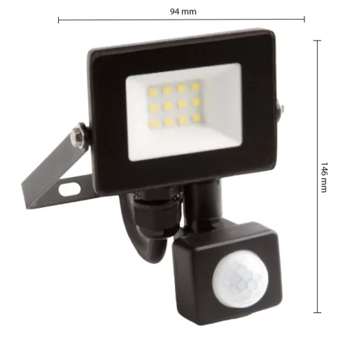 LED reflektor lámpa 10W 900lm 4000K mozgásérzékelővel IP65 fekete Ecolight