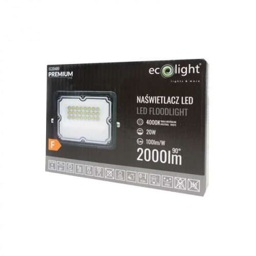 LED reflektor 20W 2000lm 4000K semleges IP65 Premium Line Ecolight