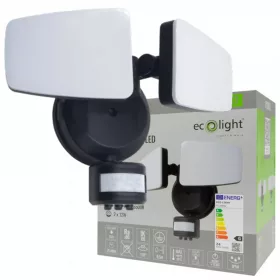   LED reflektor halogén lámpa 24W 950lm 3000/4000/6500K CCT fekete IP54 mozgásérzékelővel NL-CCT Ecolight