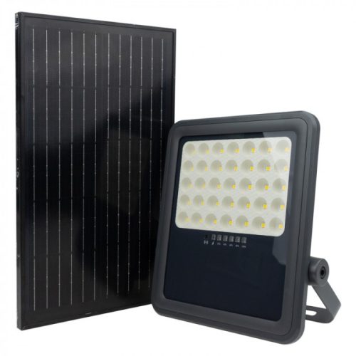 LED reflektor, napelemes, 200W, 1400lm, 4000K, semleges, IP65, alkonykapcsolóval + Ecolight távirányítóval