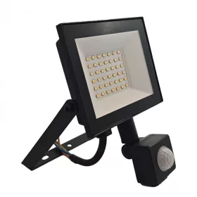   LED reflektor lámpa 30W 2700lm 6500K hideg fehér mozgásérzékelővel IP54 fekete NL-3 Ecolight