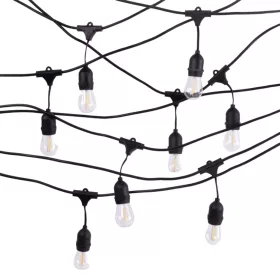   Kerti LED fényfüzér1000lm 2700K meleg fehér 320° 10 E27 fekete IP44 Ecolight