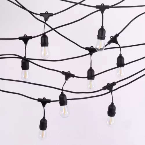 Kerti LED fényfüzér1000lm 2700K meleg fehér 320° 10 E27 fekete IP44 Ecolight