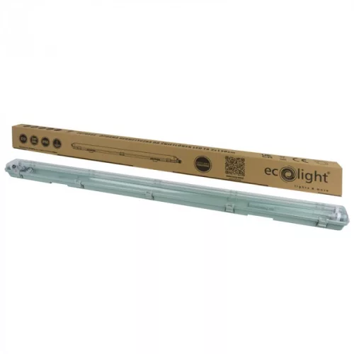 Por- és vízálló hermetikus LED lámpatest 2x T8 120cm fehér IP65 Full Plate Ecolight