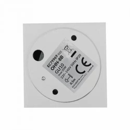 Felületre szerelhető halogén spot henger lámpatest GU10 négyzet alakú fehér OHN-8B N/T Ecolight