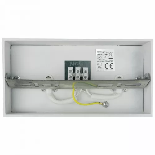 Felületre szerelhető halogén spot henger lámpatest 2x GU10 téglalap alakú fehér OHN-22B N/T Ecolight