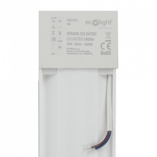 LED lámpatest garázsba, műhelybe, 20W, 6500K, hideg, 2400lm, IP20, 60cm, BATTEN Ecolight