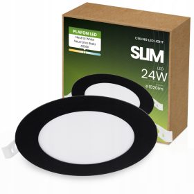   LED panel mennyezeti 24W 4000K 1920lm 29cm körbe süllyeszthető fekete ECOLIGHT