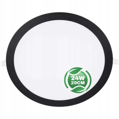 LED panel mennyezeti 24W 4000K 1920lm 29cm körbe süllyeszthető fekete ECOLIGHT