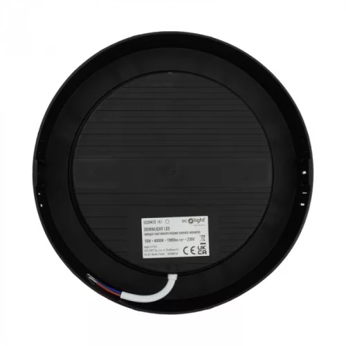 Felületre szerelhető mennyezeti LED panel lámpa 18W 1980lm 4000K semleges fehér 120° kerek fekete Downlight Ecolight