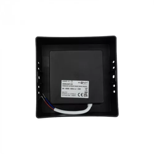 Felületre szerelhető mennyezeti LED panel lámpa 6W 660lm 4000K semleges fehér 120° négyzet alakú fekete Downlight Ecolight