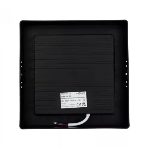 Felületre szerelhető mennyezeti LED panel lámpa 18W 1980lm 4000K semleges fehér 120° négyzet alakú fekete Downlight Ecolight