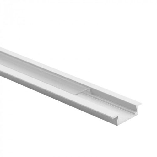 Alumínium profil LED szalagokhoz, fehér, süllyesztett, 2m, átlátszó borítással és Ecolight végsapkákkal