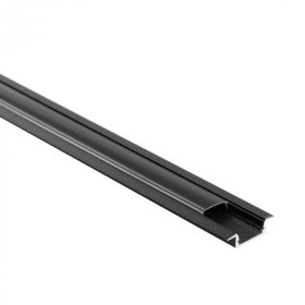   Süllyesztett fekete LED alumínium profil 2m fekete borítással LED szalagokhoz + végzárókkal P sorozat Ecolight