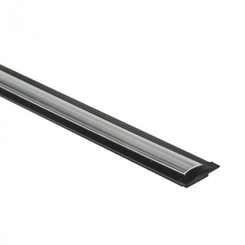 Süllyesztett LED alumínium profil, fekete, 2m, átlátszó borítással LED szalagokhoz + végzárókkal, Ecolight P sorozat