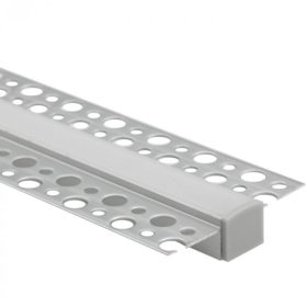   Alumínium profil, süllyesztett, LED-hez, süllyesztett, KARTON / GIPSZ lapokhoz, 1 m, opál lámpabúrával és Ecolight végzárókkal