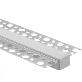   Süllyesztett alumínium LED profil kartonhoz/gipszkartonhoz 2m matt ernyővel és Ecolight végzárókkal