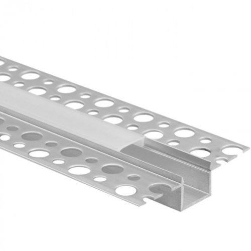Süllyesztett alumínium LED profil kartonhoz/gipszkartonhoz 2m matt ernyővel és Ecolight végzárókkal