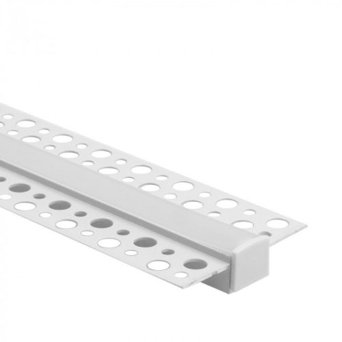 LED alumínium profil gipszkartonhoz REGIPS süllyesztett fehér 2m matt borítással LED szalagokhoz + végzárókkal GP Ecolight sorozat
